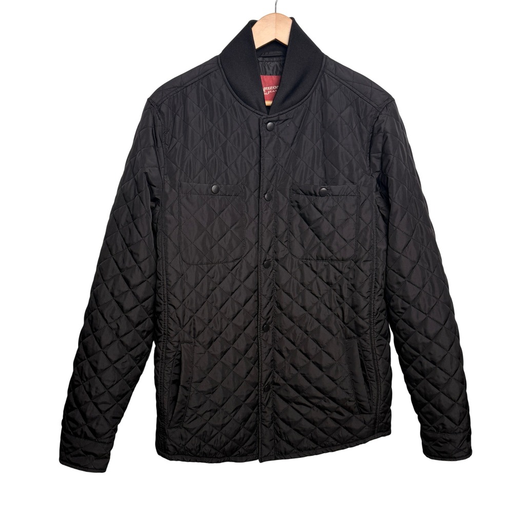 Arizona Jean Mens Bomber Jacket M Quilted Black Snap Outdoor Rugged Fall Layer